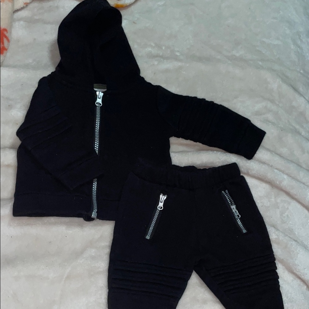 Black Kids Jogger zipper Set EUC